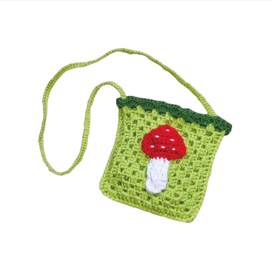 Cottagecore Crochet Mushroom Pouch