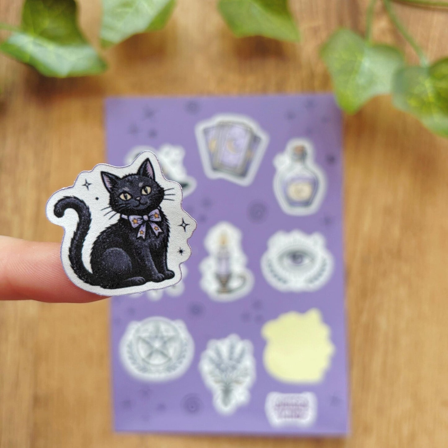 Witchy October Sticker Sheet, Mystical Tarot And Celestial Decals, Crystal Ball, Black Cat, Magic Journal Stickers