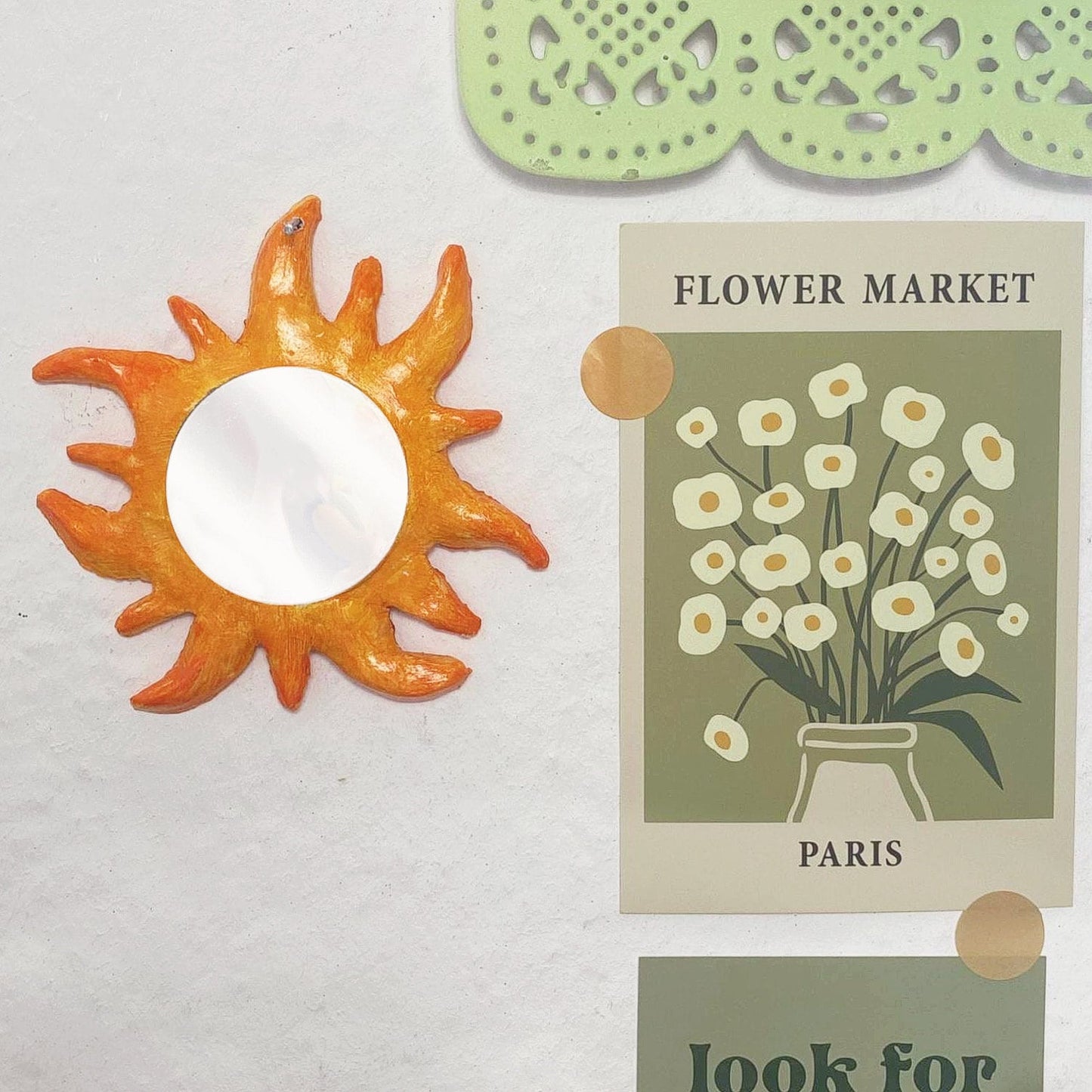 Ceramic Hippie Sun Mirror Wall Decor