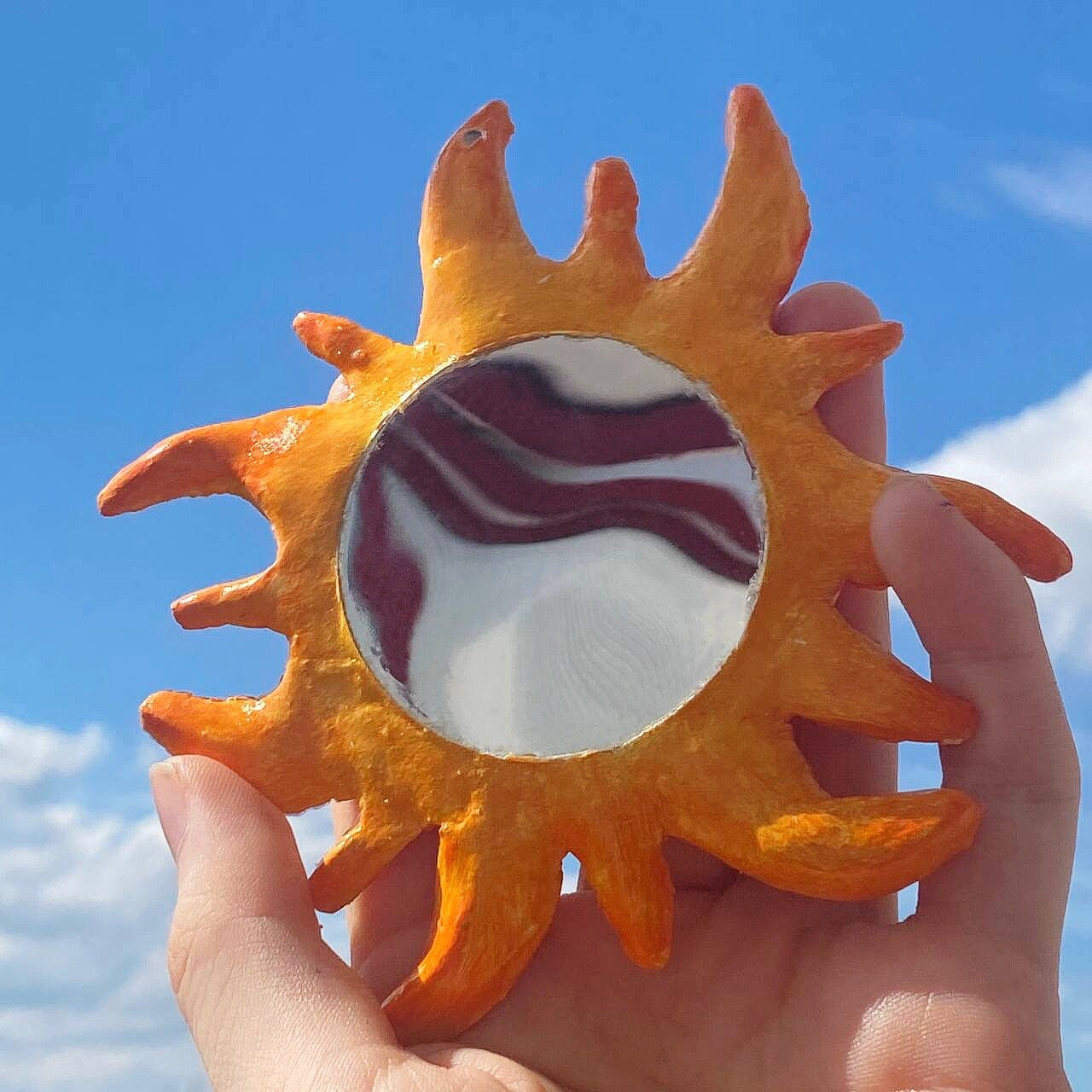 Ceramic Hippie Sun Mirror Wall Decor