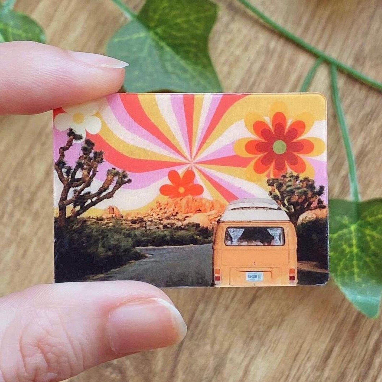 Retro Camper Van Fridge Magnet, Joshua Tree Nationalpark, Vintage Desert Photography, Hippie Nomad Car Magnet