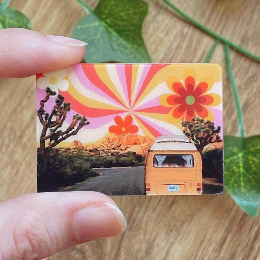 Retro Camper Van Fridge Magnet, Joshua Tree Nationalpark, Vintage Desert Photography, Hippie Nomad Car Magnet