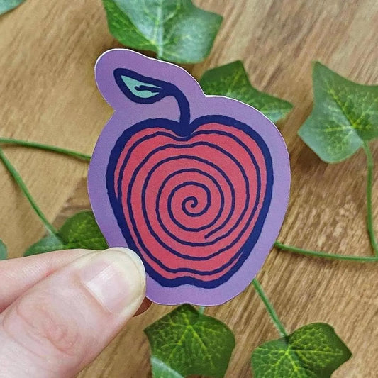 Whimsical Spiral Apple Sticker, Fairycore Decals, Vintage Inspired Stickers