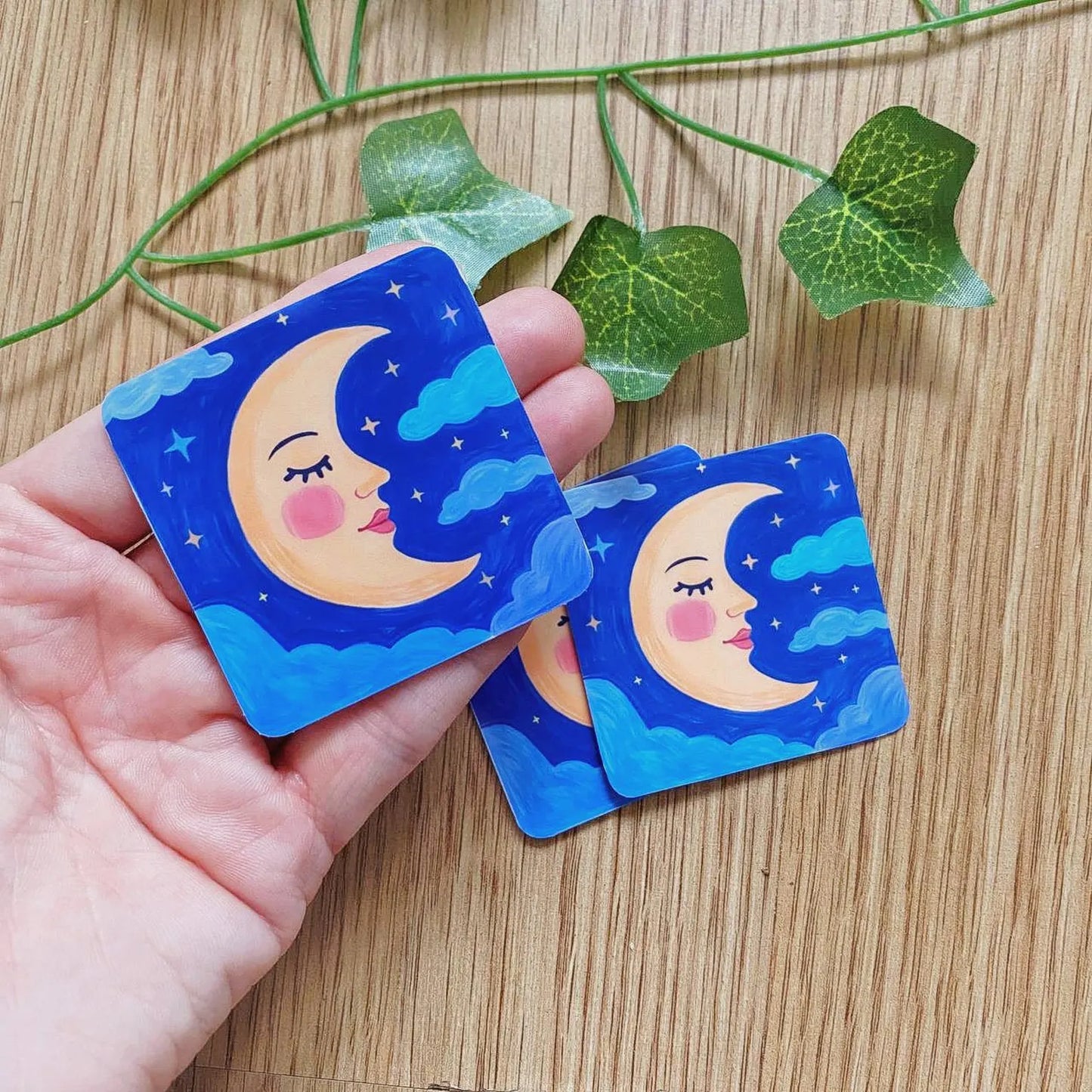 Whimsigoth Crescent Moon Vinyl Sticker, Vintage Inspired Decals, Celestial Hippie Stickers