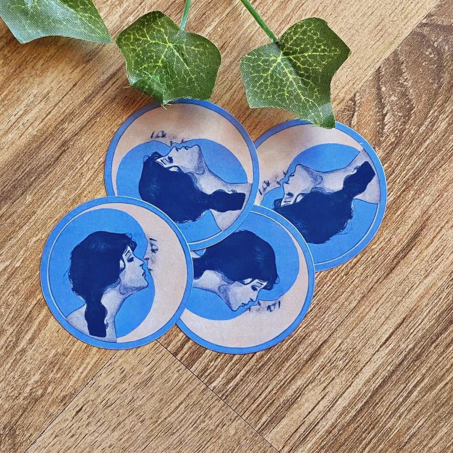 1920 Woman Kissing Moon Art Nouveau Vintage Sticker, Celestial Whimsigoth Decal, Dear Old Dixie Moon Sticker