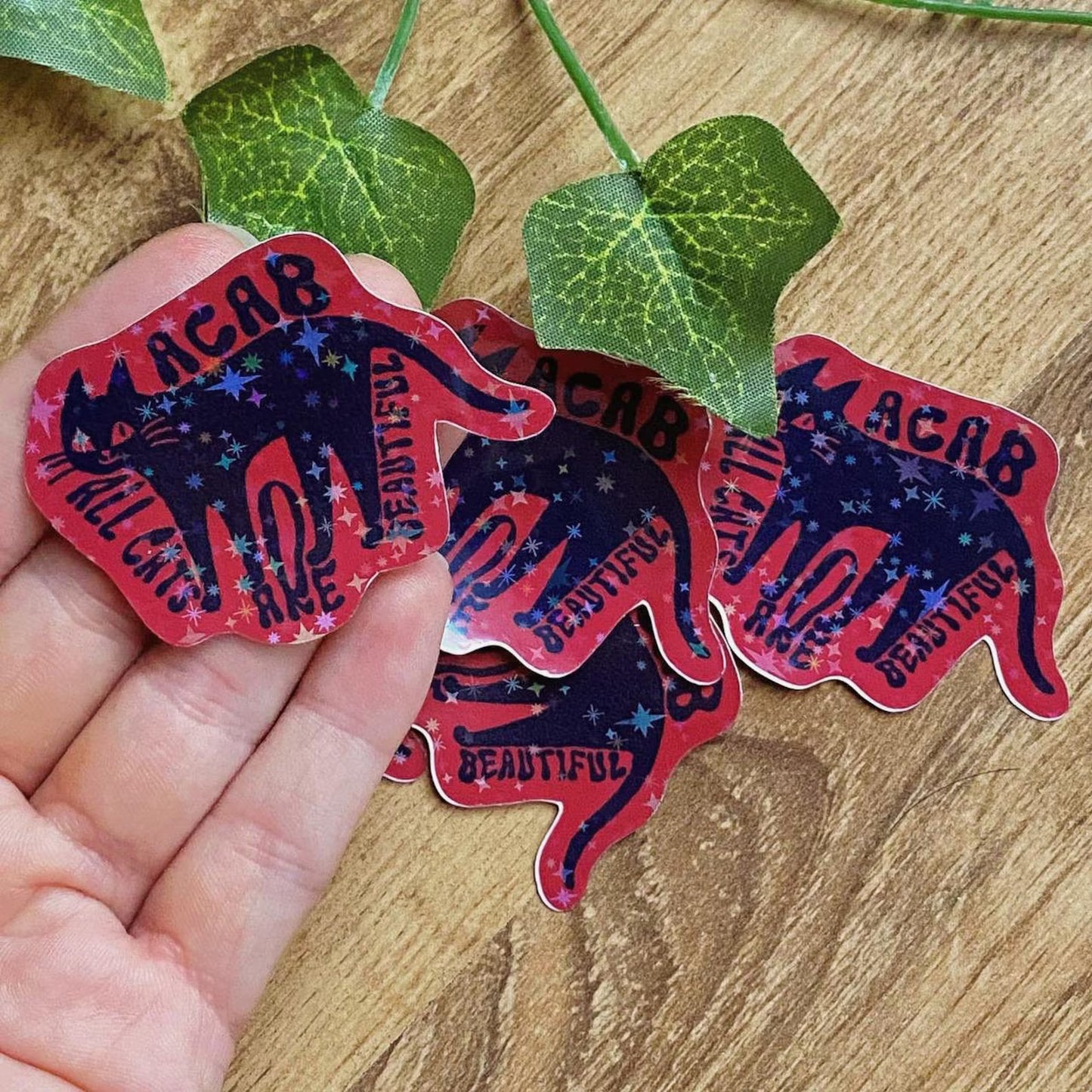 ACAB All Cats Are Beautiful Glitter Sticker, Funny Cat Decal, Defund Abolish Police Stickers