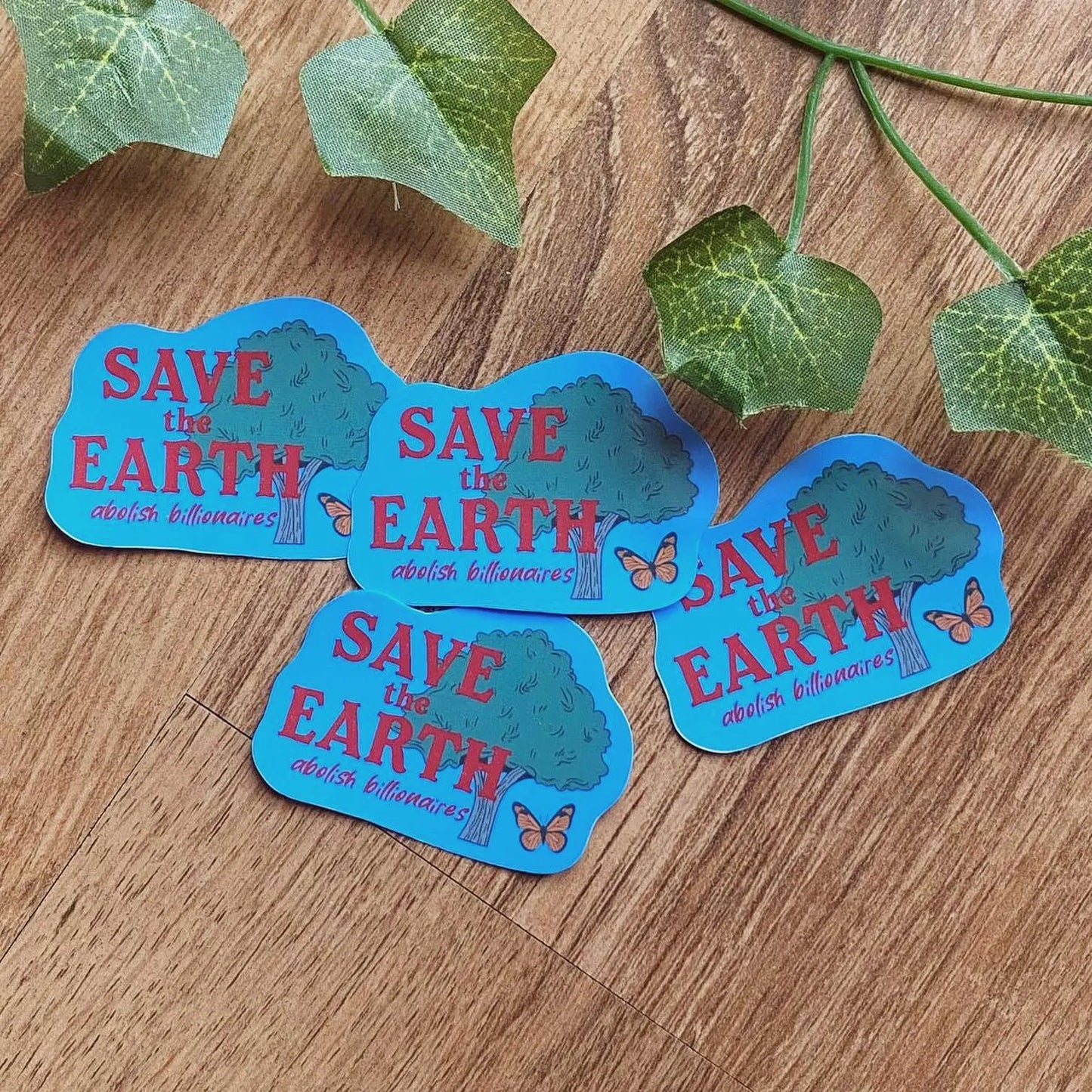 Save The Earth, Abolish Billionaires Vintage Inspired Sticker, Anti Capitalism Decals, Anarchism Socialism Punk Stickers