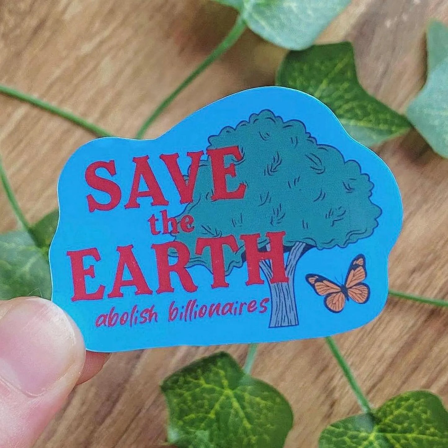 Save The Earth, Abolish Billionaires Vintage Inspired Sticker, Anti Capitalism Decals, Anarchism Socialism Punk Stickers