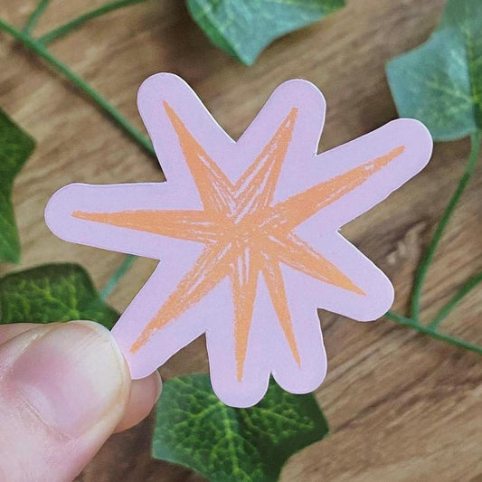 Doodle Star Vinyl Sticker, Whimsical Celestial Decal, Vintage Inspired Stickers