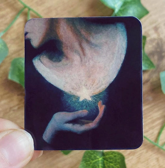 1902 Night and Her Daughter Sleep, Glowing Star Vintage Sticker, Celestial Whimsigoth Decal, Aesthetic Dark Academia Stickers