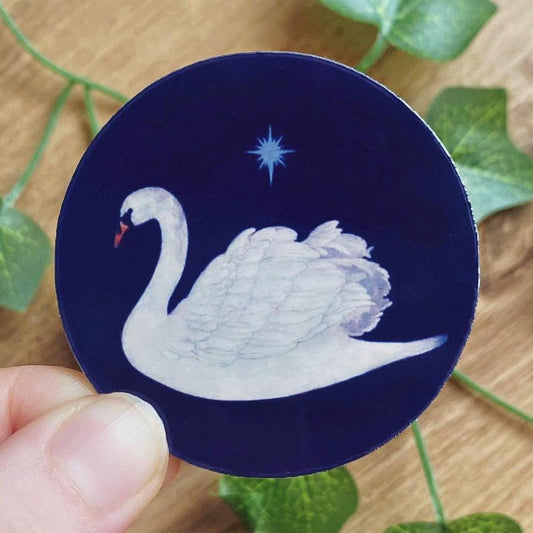 1900s Night Star Swan Vintage Stickers, Celestial Whimsigoth Decal, Aesthetic Dark Academia Stickers