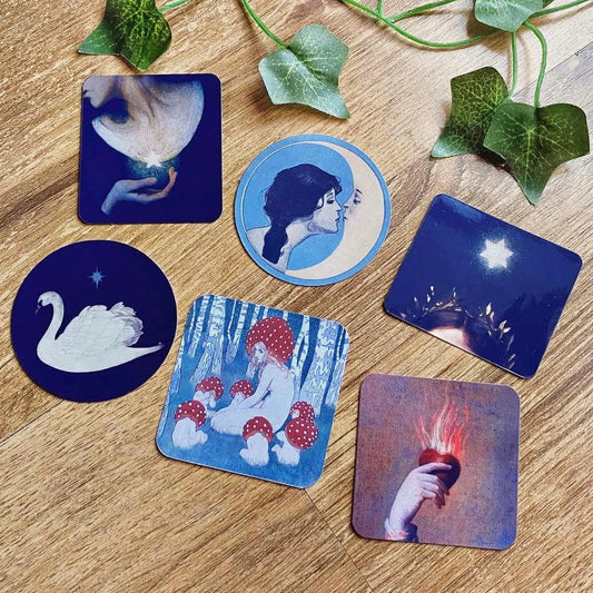 1900s Art Nouveau Vintage Sticker Set, Antique 1700s Renaissance Decals, Mystical Vintage Stickers