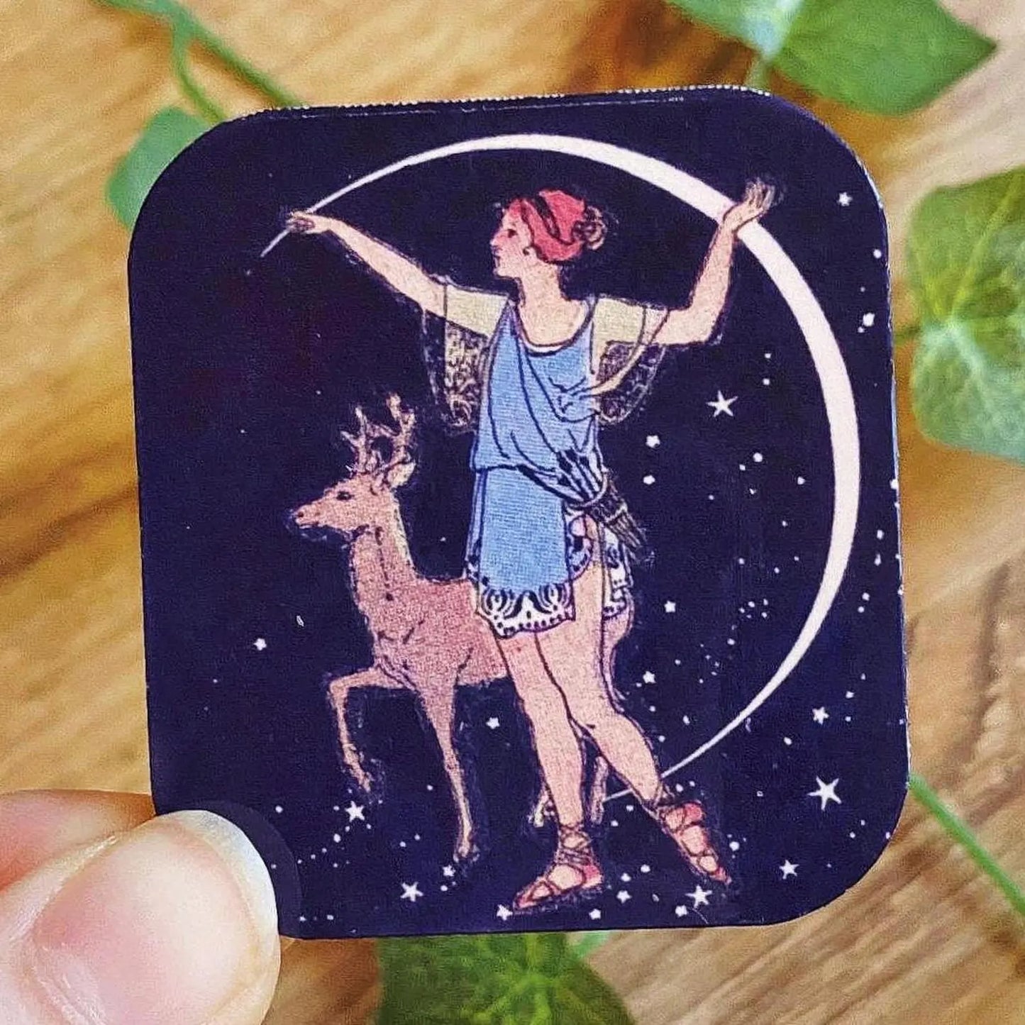 1924 Lady Artemis Sticker, Goddess Of The Hunt, Mystical Moon Art Nouveau Sticker, Celestial Whimsigoth Decal, Historic Vintage Stickers