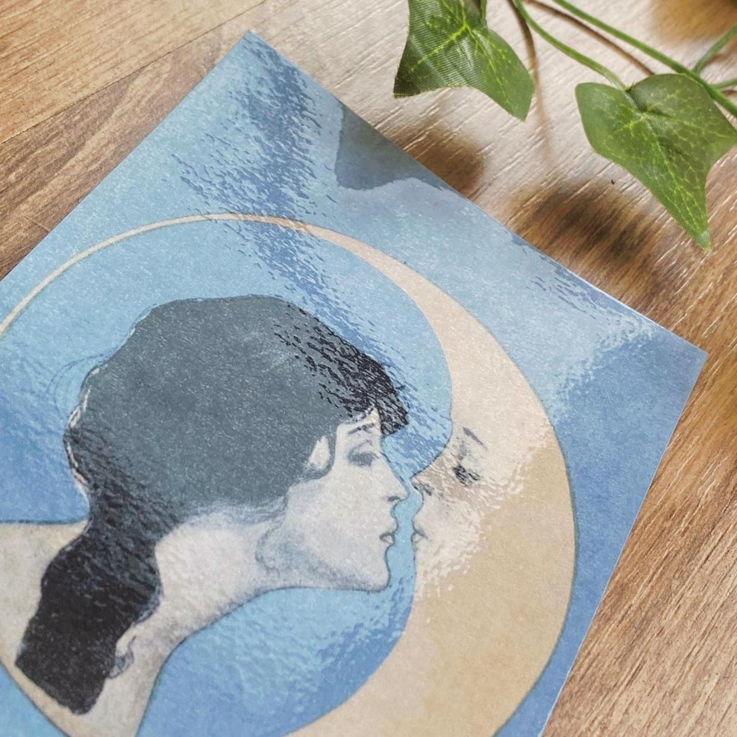 1920 Woman Kissing Moon Art Nouveau Print, Celestial Whimsigoth Poster, Dear Old Dixie Moon Postcard