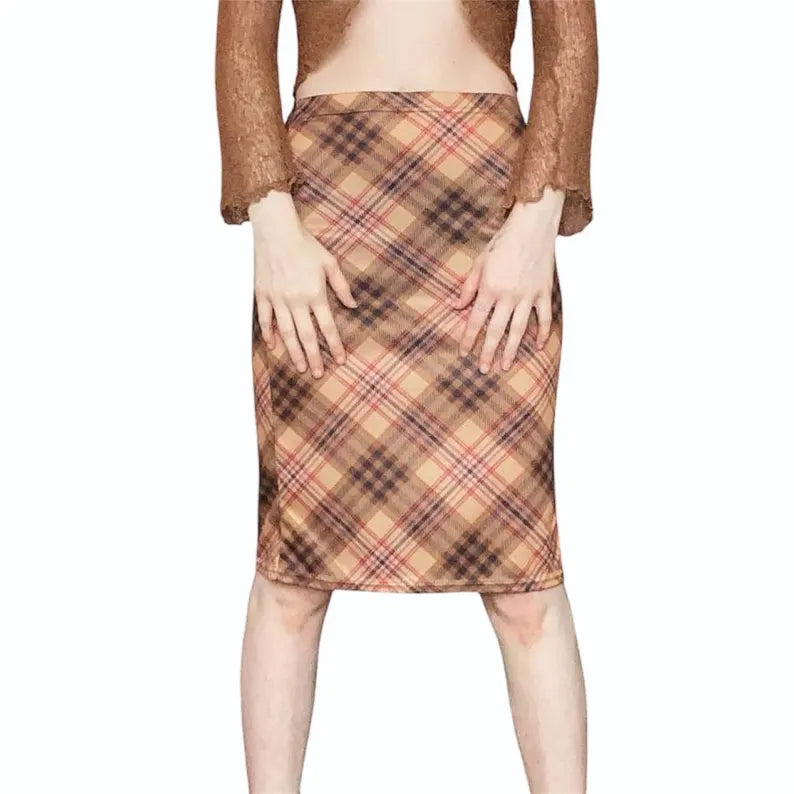 Vintage 90s Plaid Tartan Midi Skirt - Louisenkind