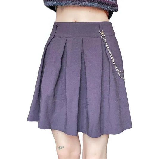 Purple Vintage 90s Preppy Grunge Pleated Mini Skirt - Louisenkind