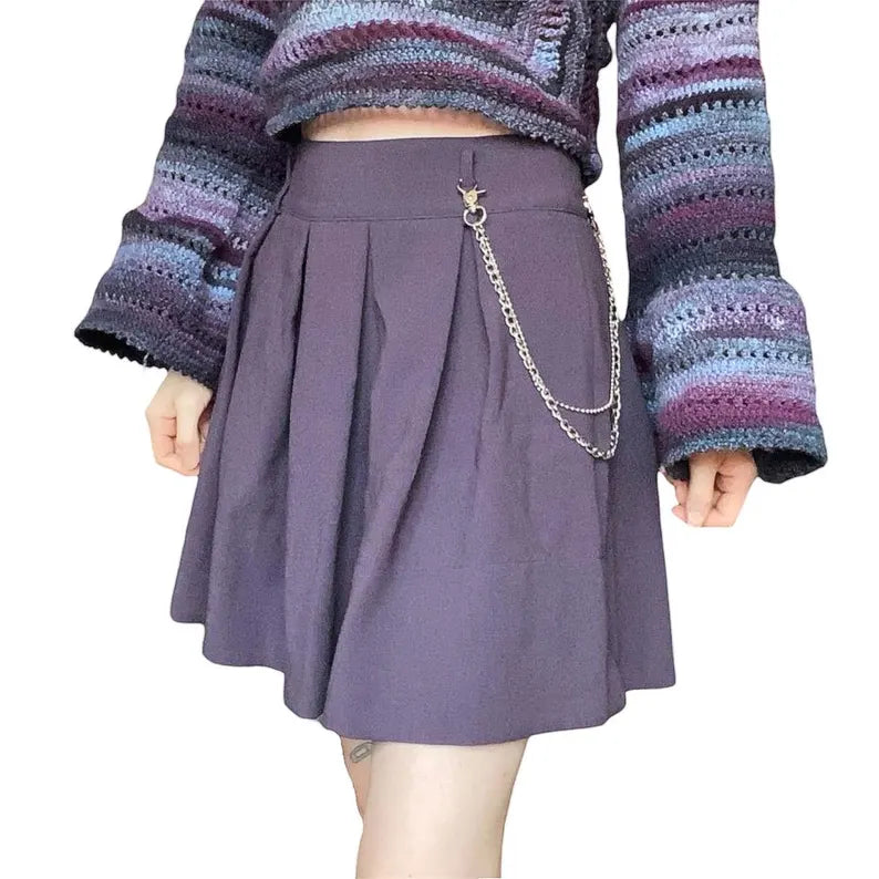 Purple Vintage 90s Preppy Grunge Pleated Mini Skirt - Louisenkind