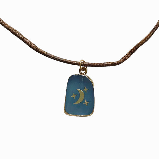 Whimsigoth Blue Agate Moon Necklace - Louisenkind